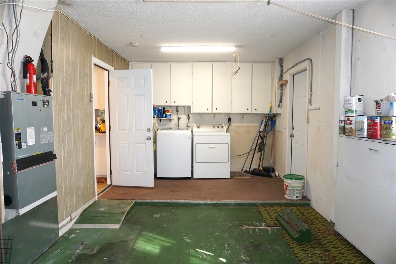 Laundry area in garage