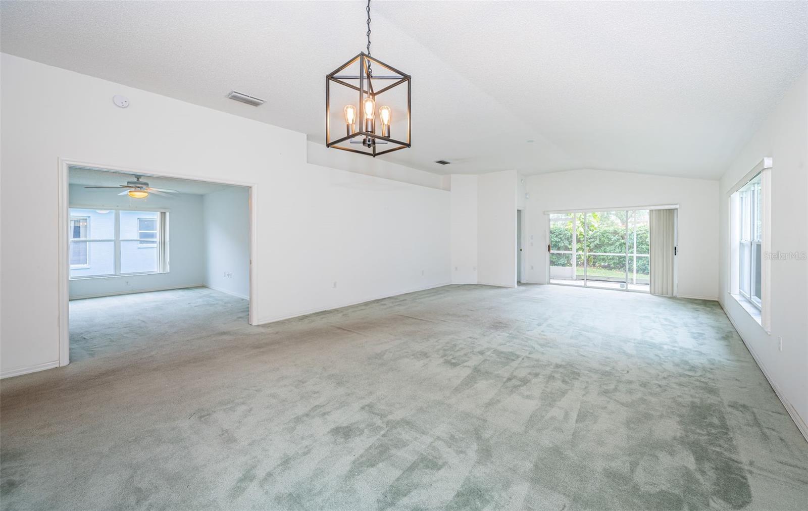 View From Kitchen to Expansive Living Area