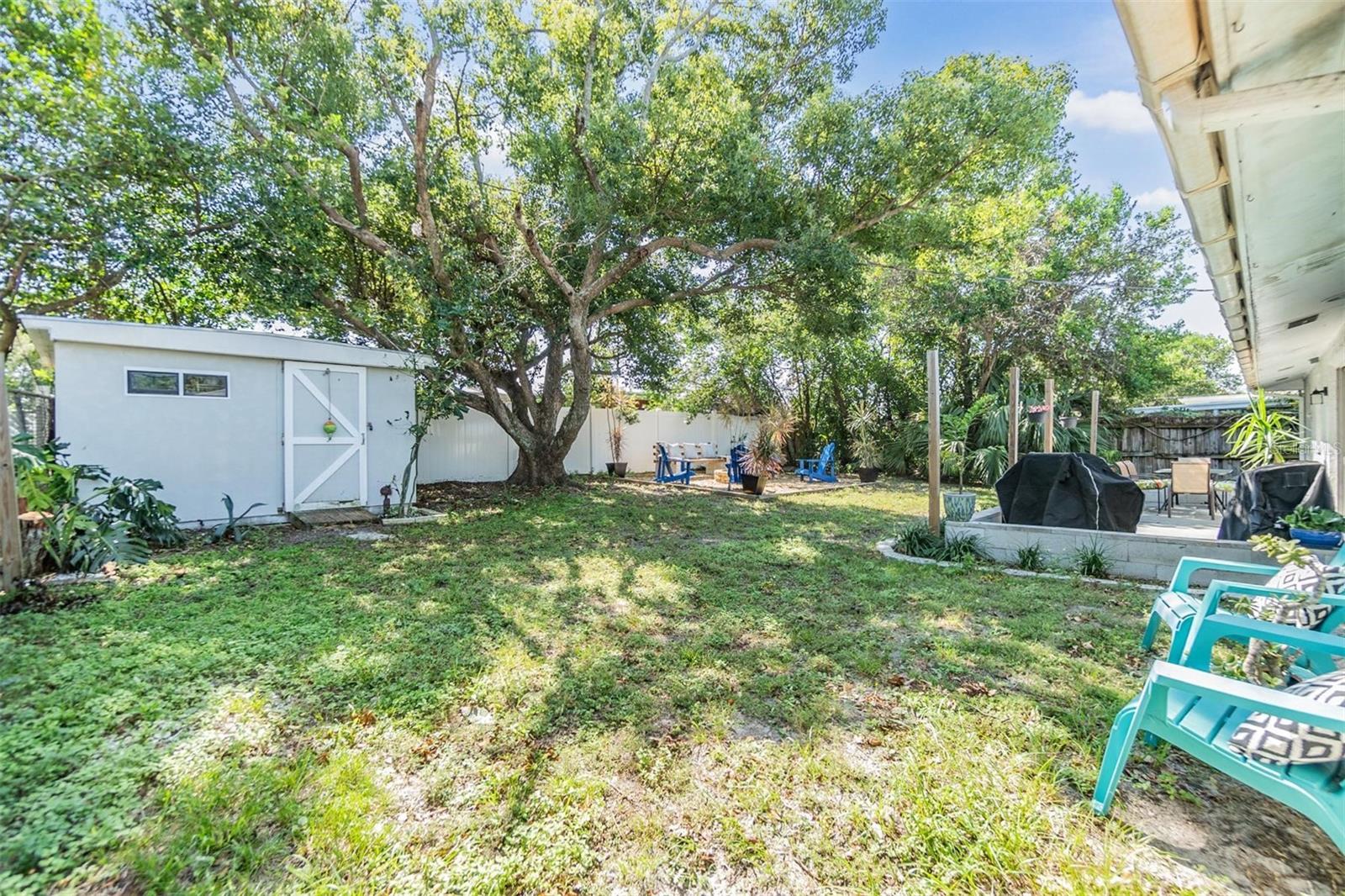 Large back yard that is fully fenced