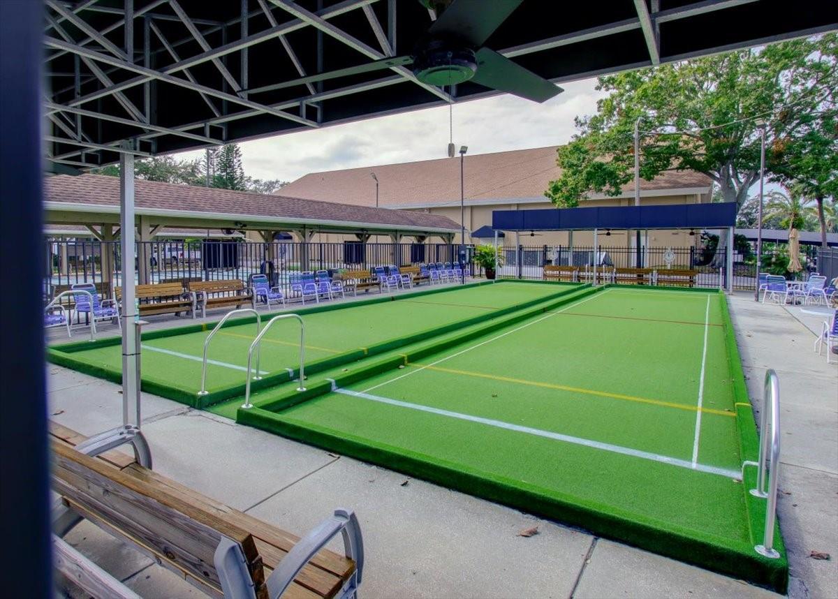 Bocce ball and shuffle board courts