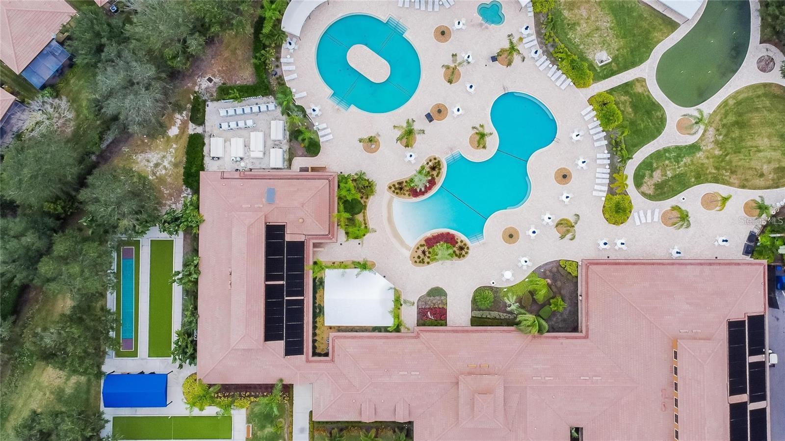 Aerial view of amenities