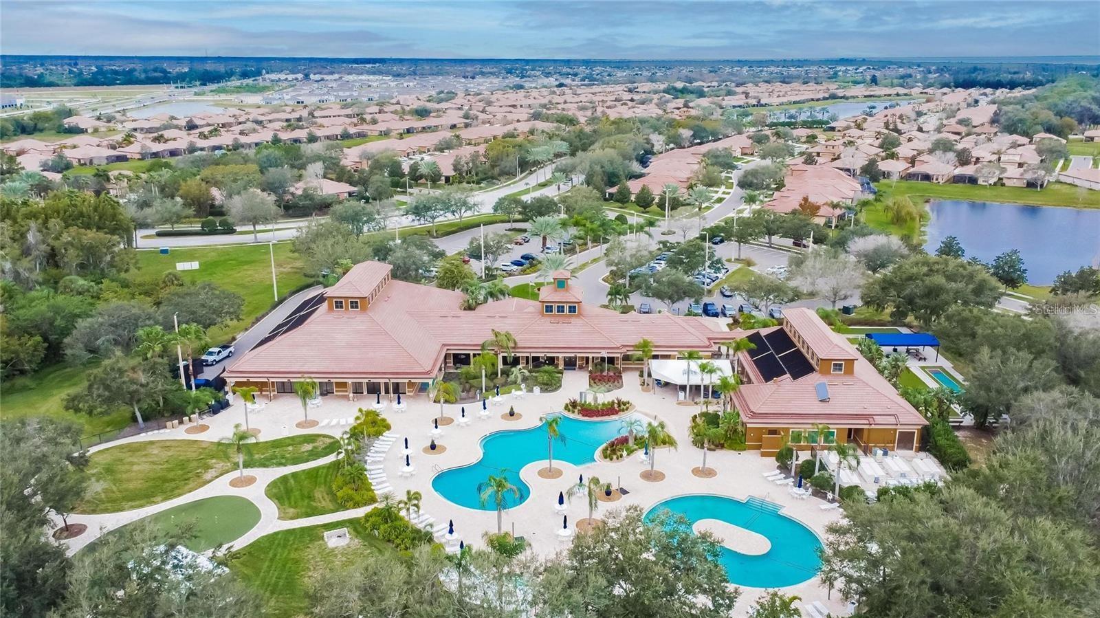 Aerial view of amenities from rear of clubhouse