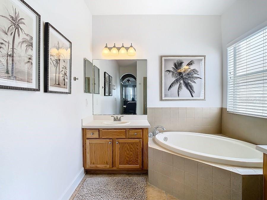 Primary bath vanity #1and garden tub