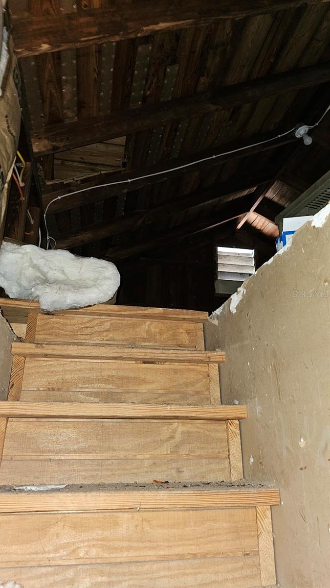 Stairs to loft above workshop