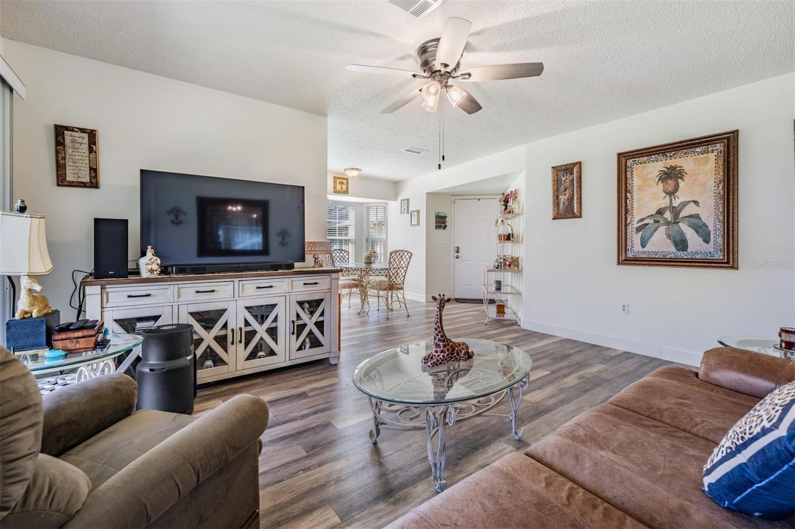 Living room with view of entry