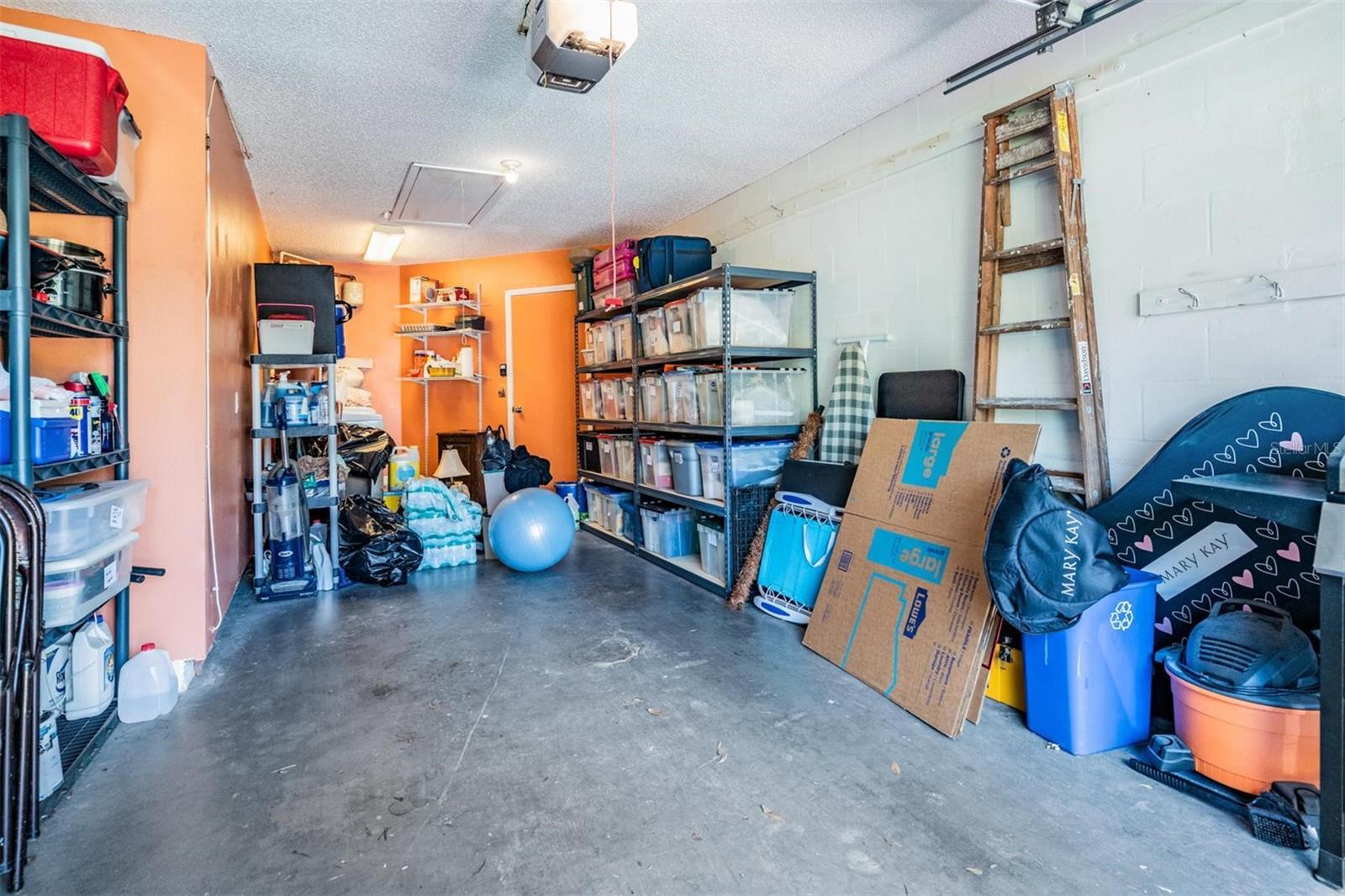 Plenty of storage in garage - metal shelves stay