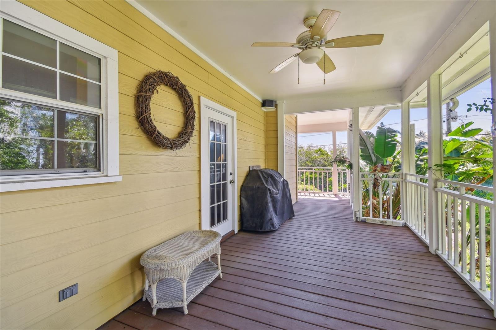 From the Kitchen door to the S side of the very large porch used for extensive entertaining!