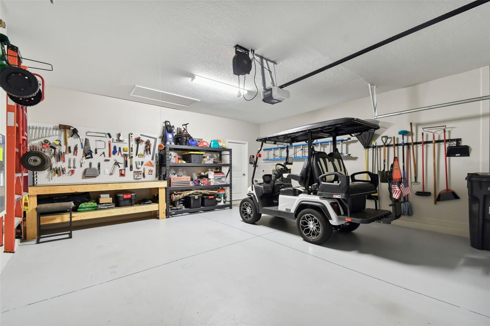 workbench and coated garage floor