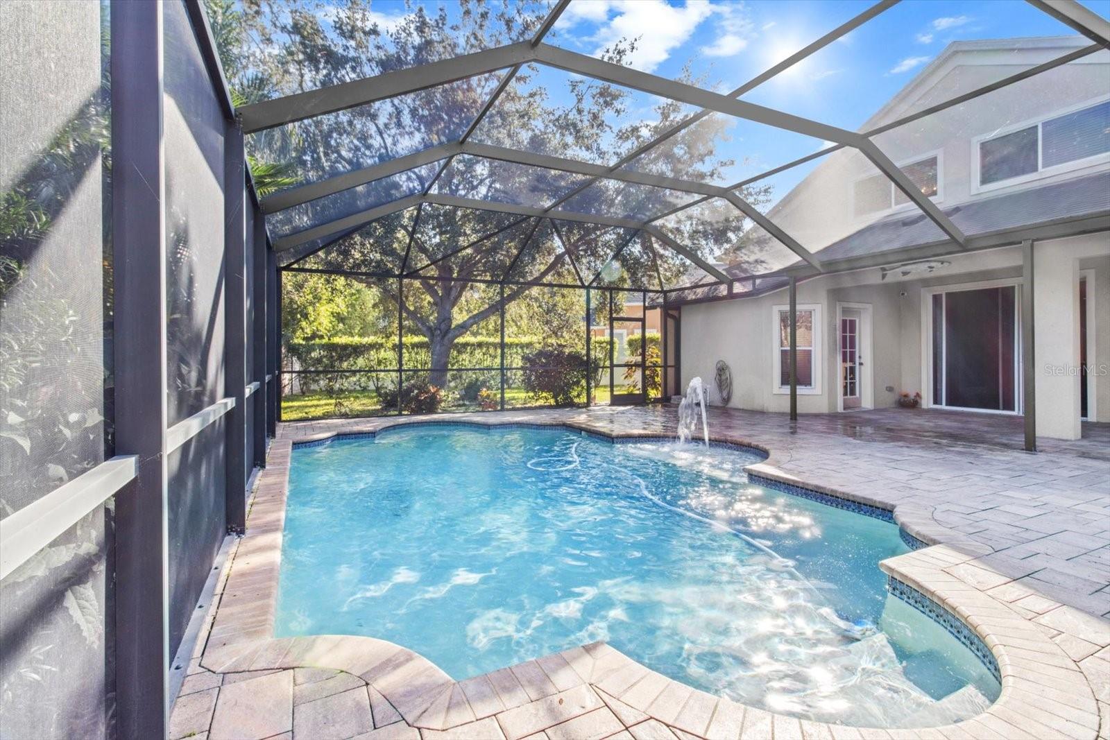 Custom 6' Heated Pool with In Pool Seating and Fountain Water Feature