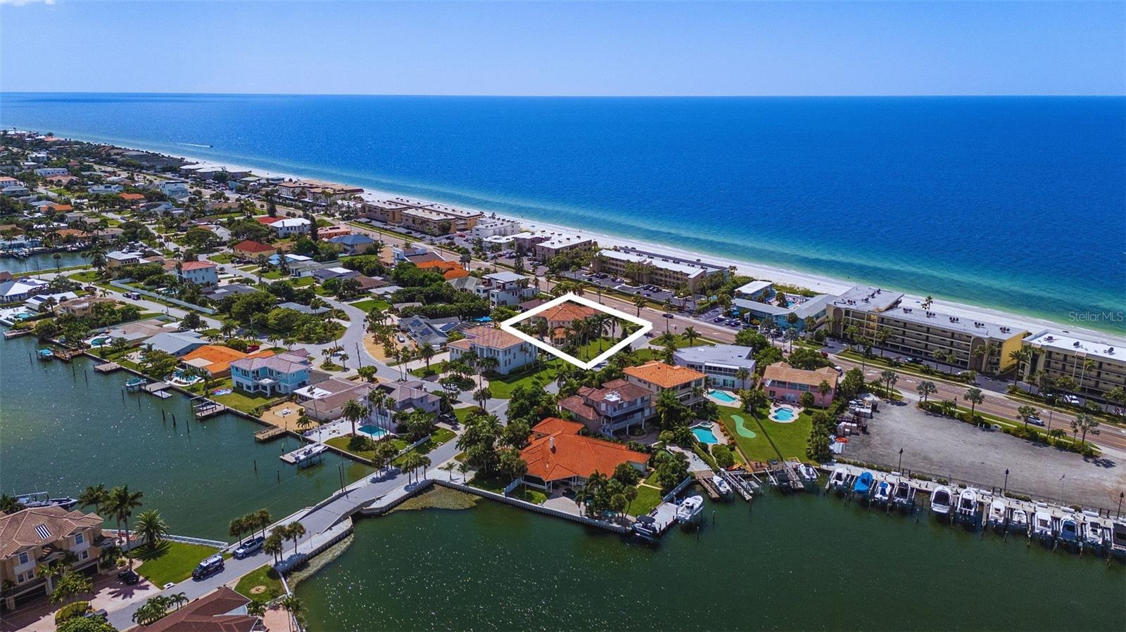 Aerial View of 3341 Gulf Blvd with Beaches, Gulf of Mexico and the Intracoastal Waterways