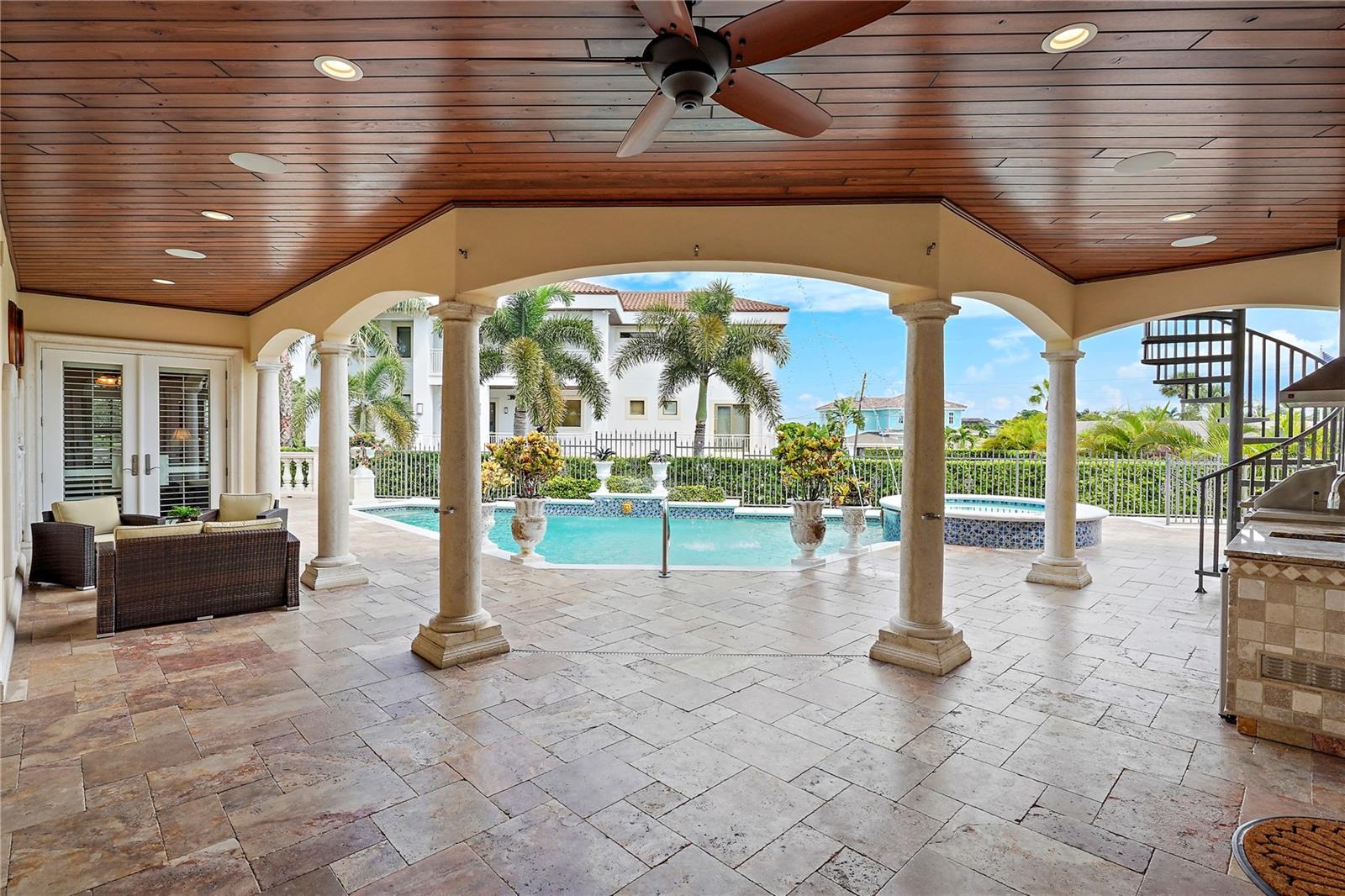 Teak Ceiling on Covered Pool Patio3341 Gulf Blvd, Belleair Beach, FL