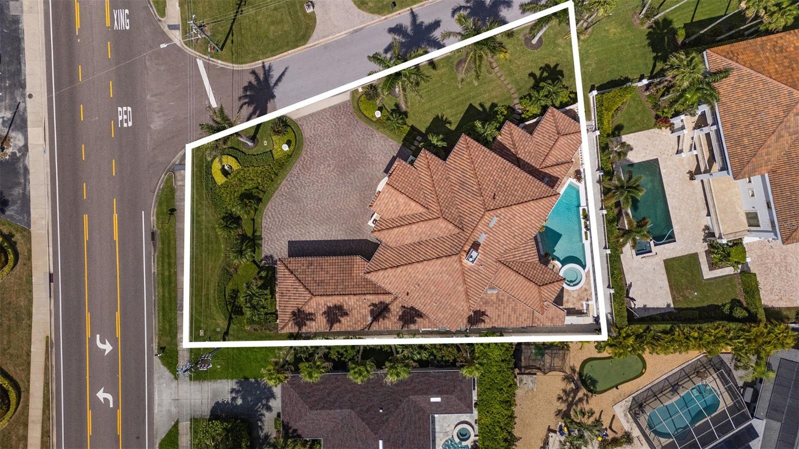 Aerial with Boundary3341 Gulf Blvd, Belleair Beach, FL