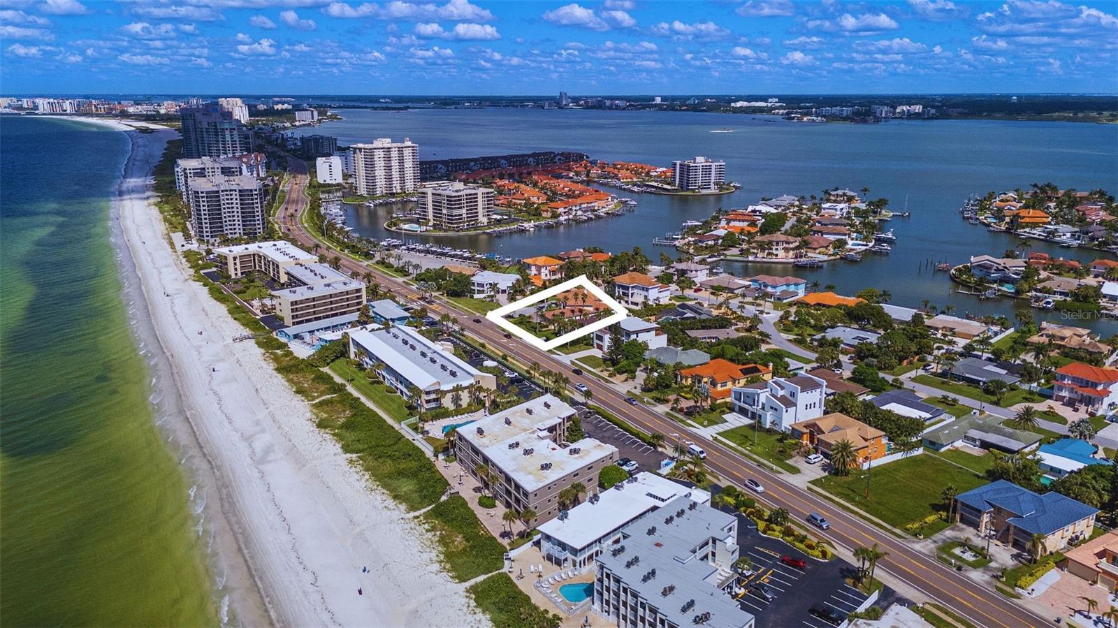 Aerial View with Border3341 Gulf Blvd, Belleair Beach, FL