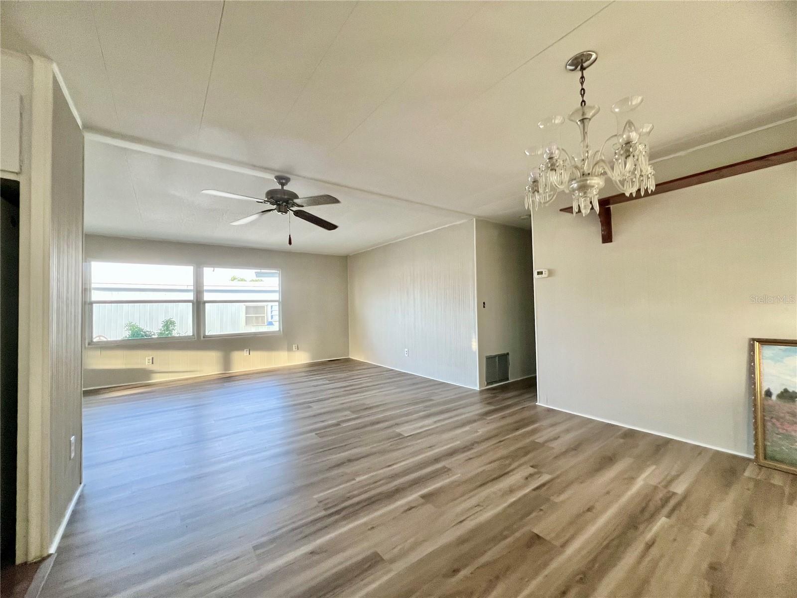 Dining room into living area