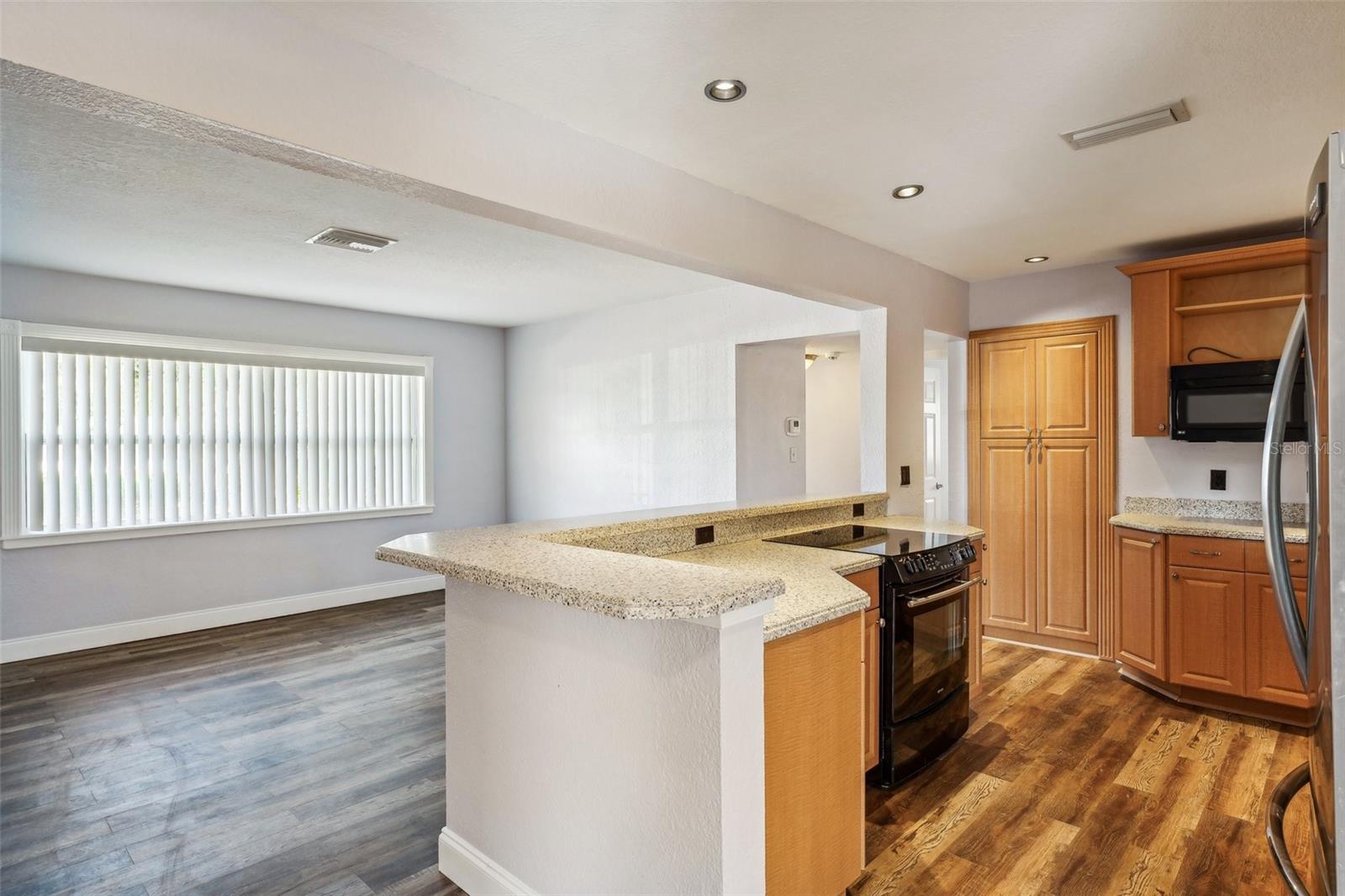 kitchen looking onto living room