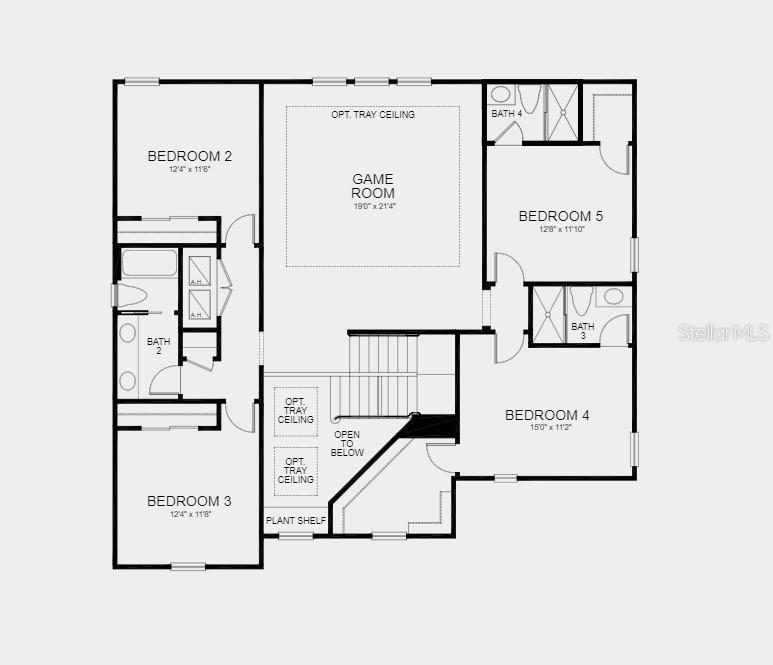 Second Floor Plan - Structural options added include: 3-car garage, extended covered lanai, gourmet kitchen, and study.