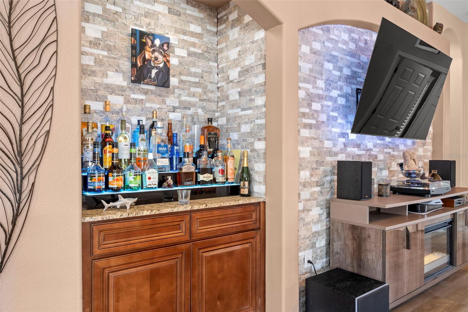 Custom designed bar in Family room