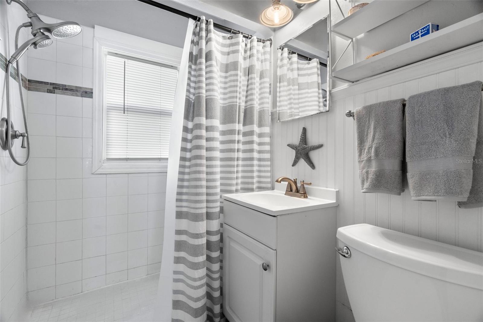 Updated bathroom with walk in shower