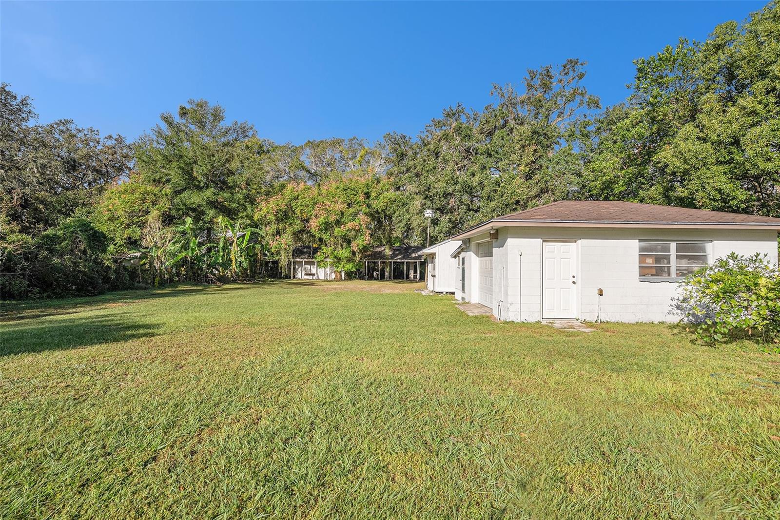 Large backyard with Garage and Storage Shed