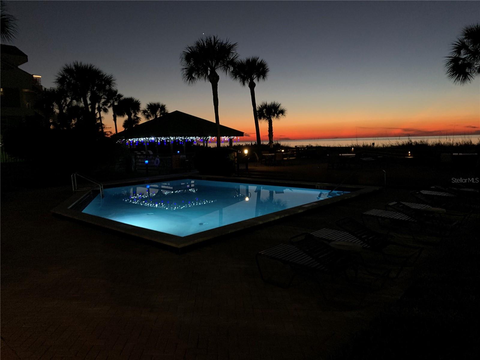 Serene sunsets at Seaside pool.