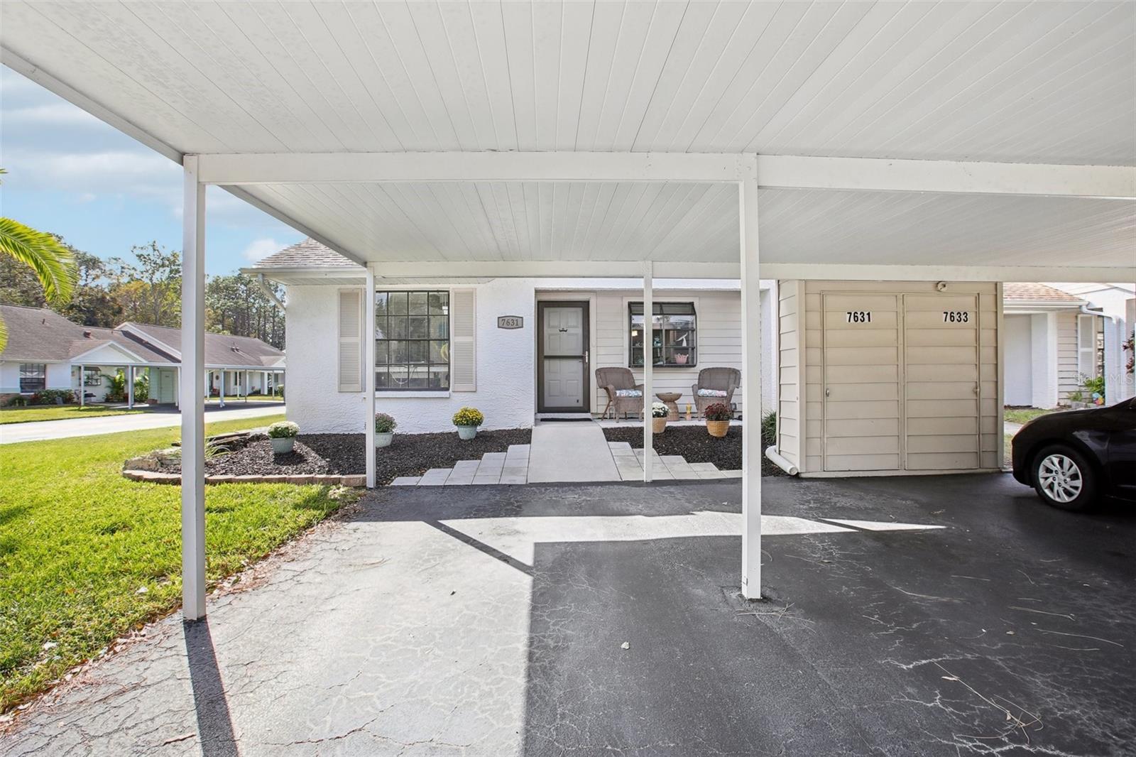 2 Covered parking spots & outdoor storage