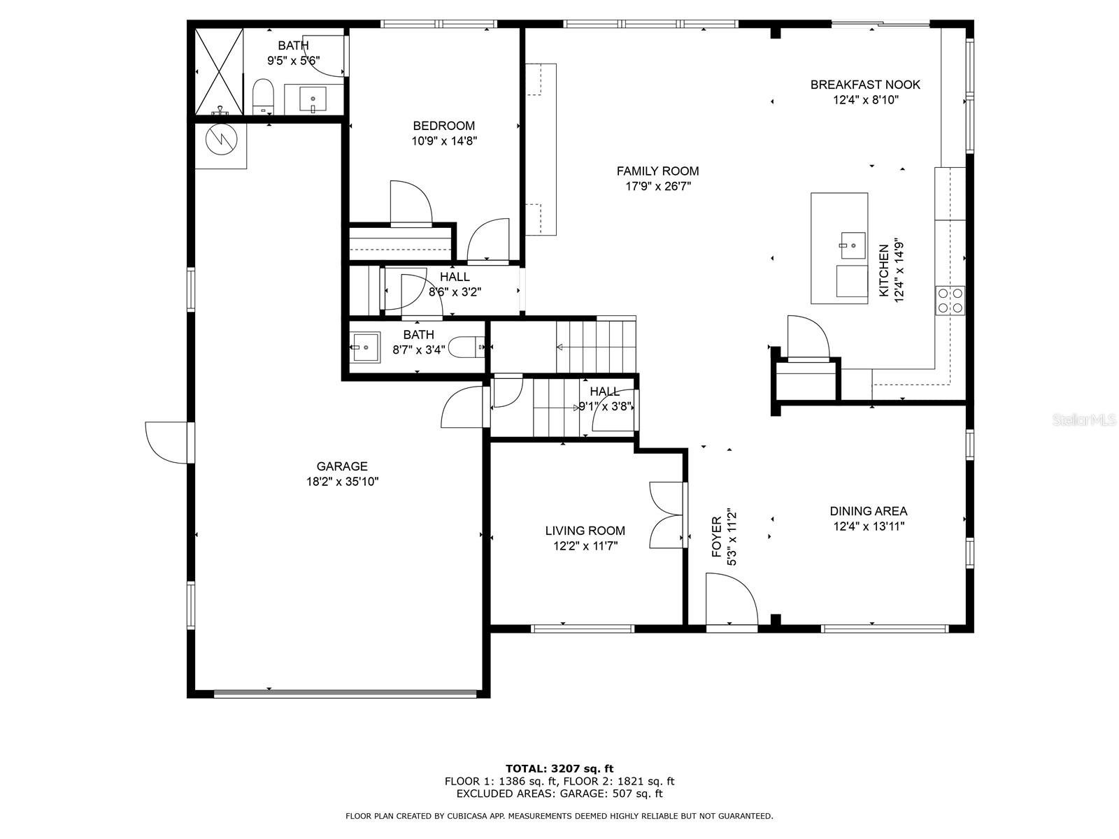 Floor plan Level 1 including 3 car garage