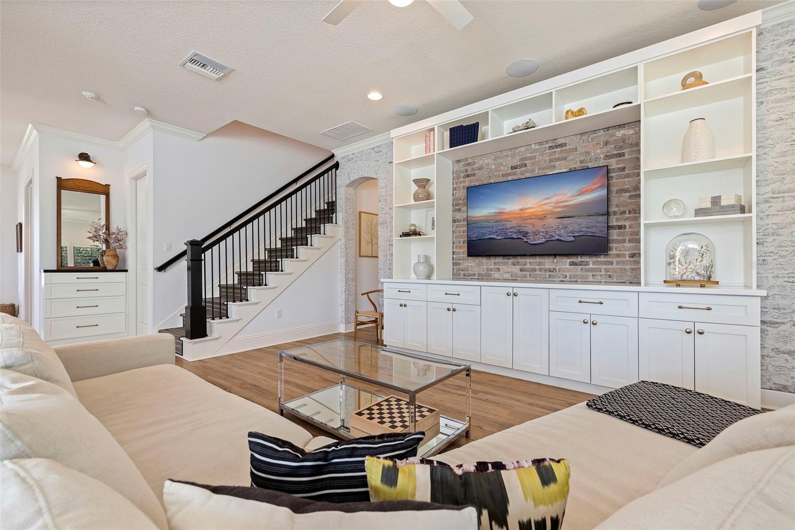 Enjoy this family room entertainment area for viewing or streaming you favorite shows.