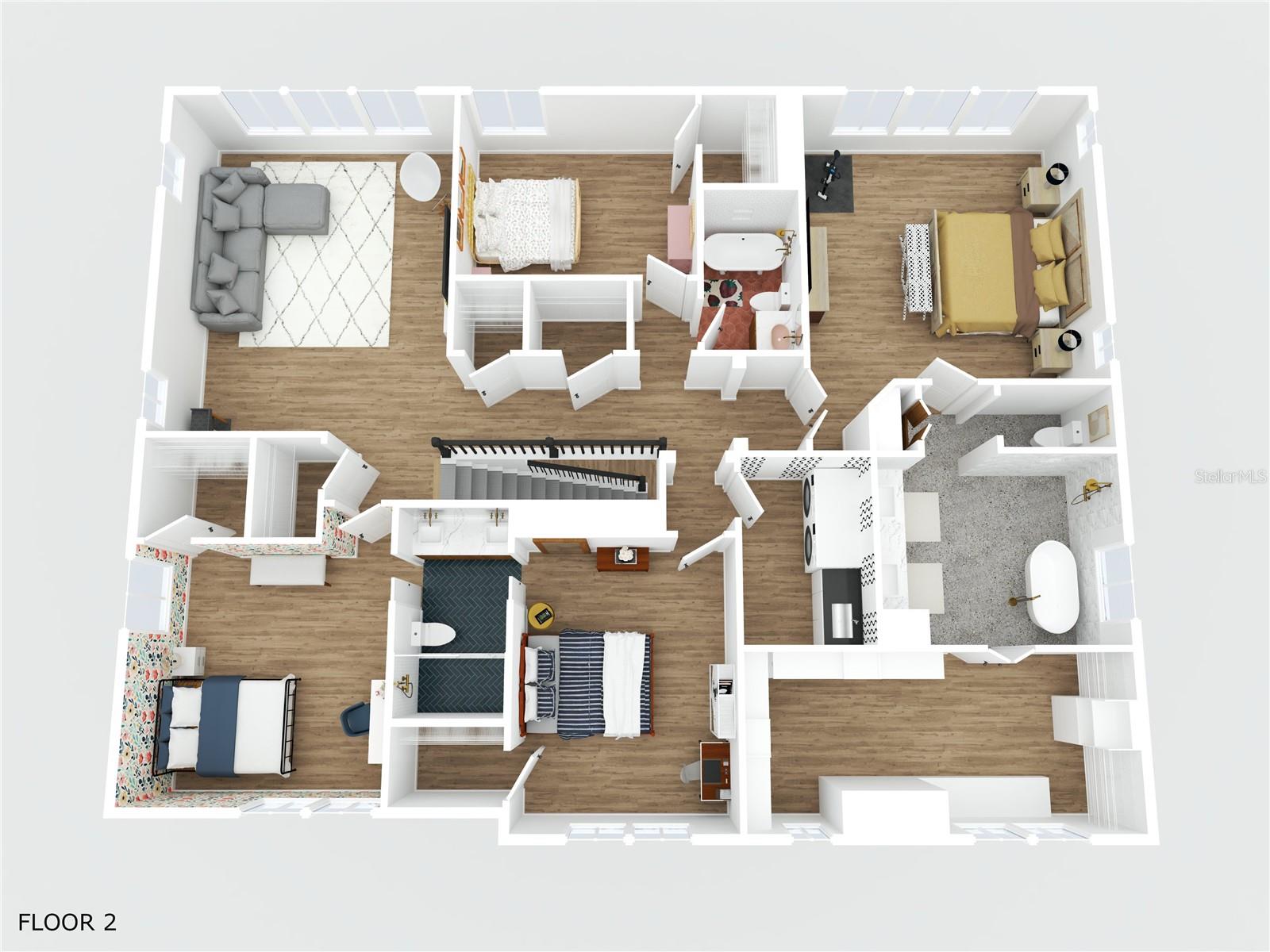 Digital floor plan 2nd level.