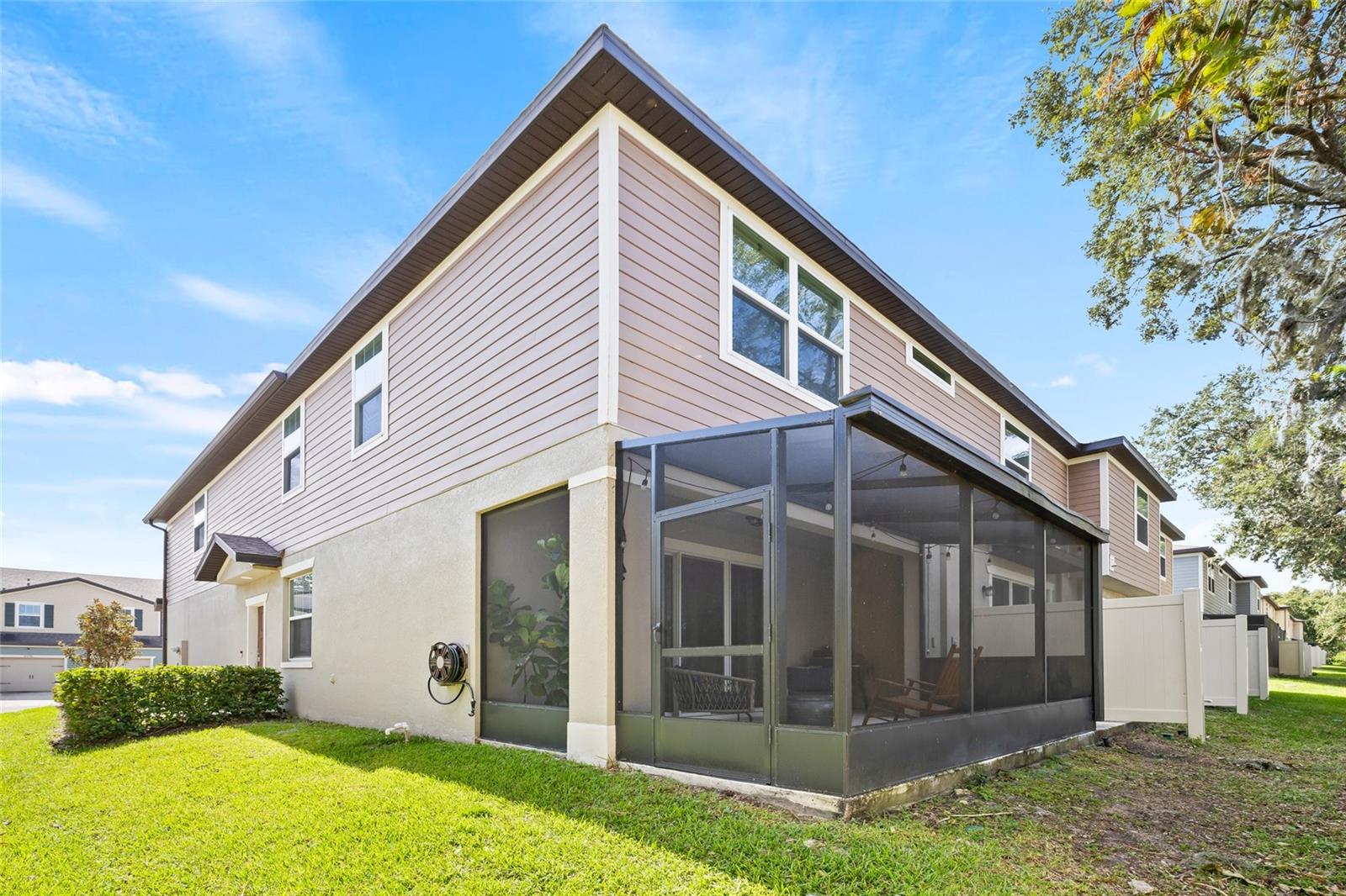 Exterior view of screened in patio