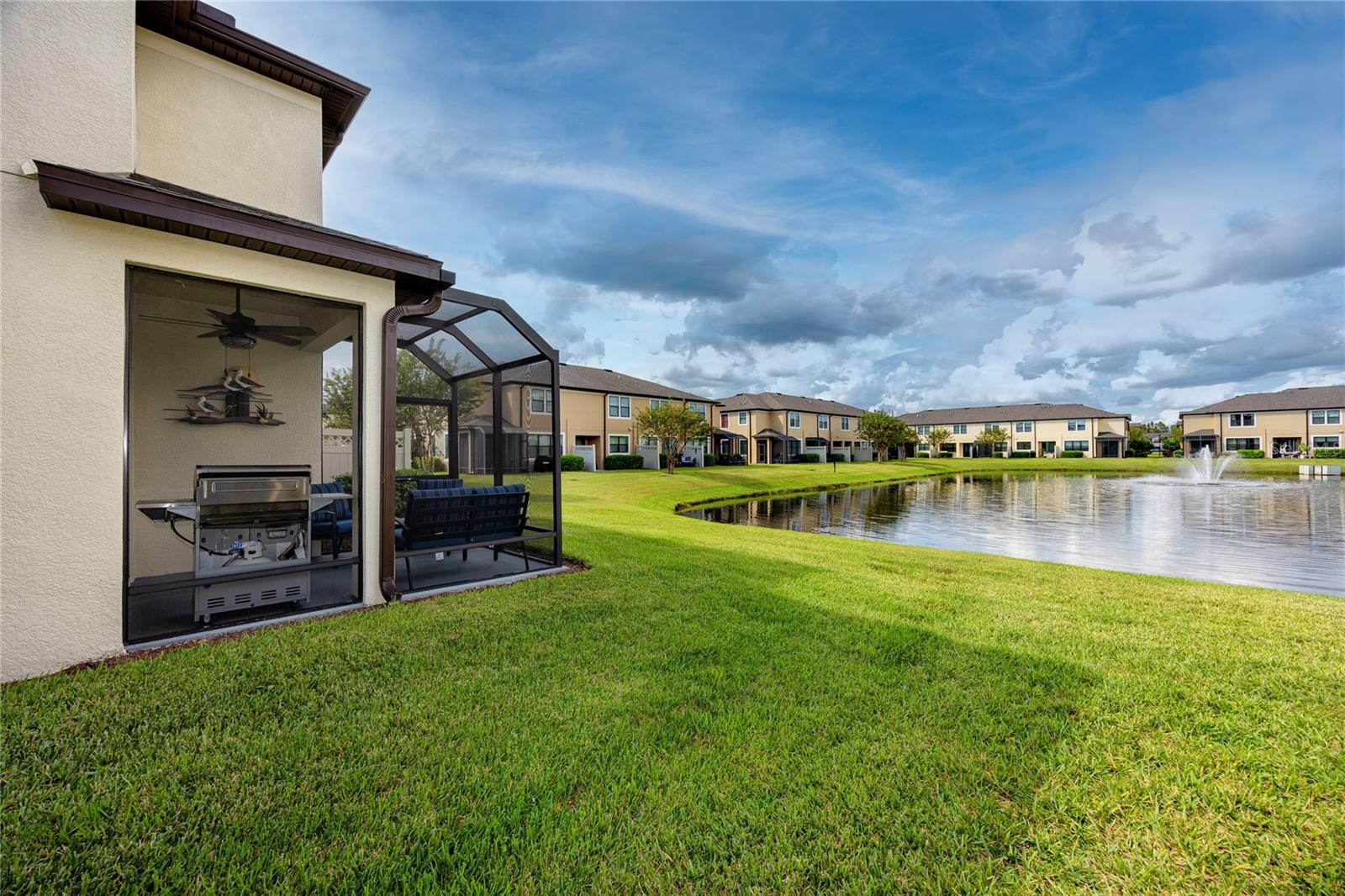 Pond View with a Fountain