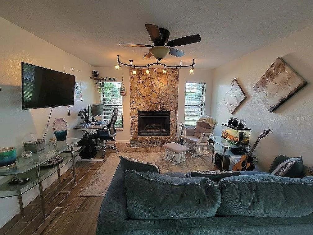 Family Room, wood burning fireplace