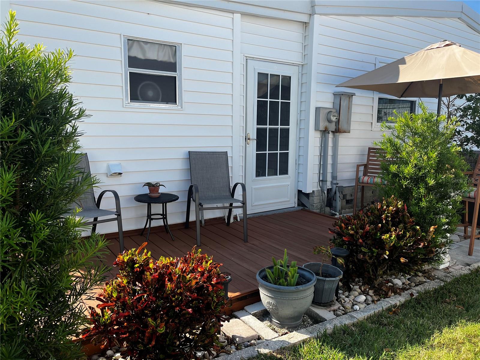 Patio at rear of house