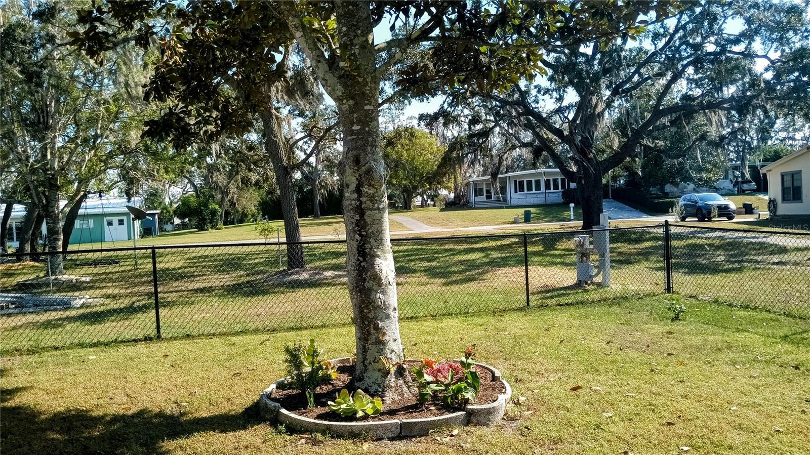 Fenced in back yard, a rarity!  Back yard overlooks the 14th hole.