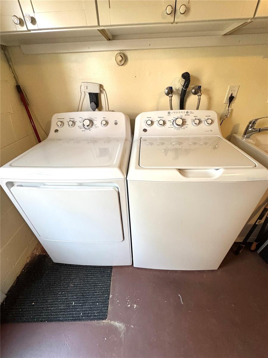 Like new washer and dryer in the garage convey with the sale.