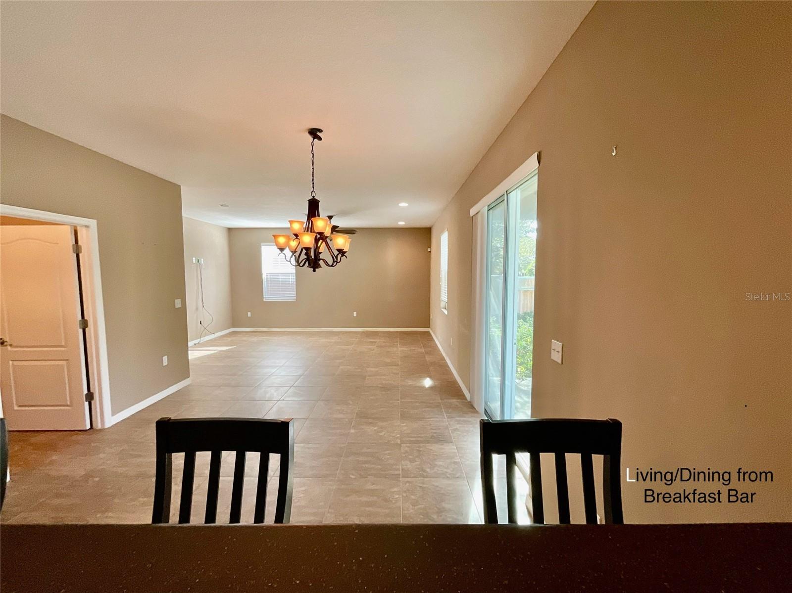 Living /Dining from the Breakfast Bar in Kitchen