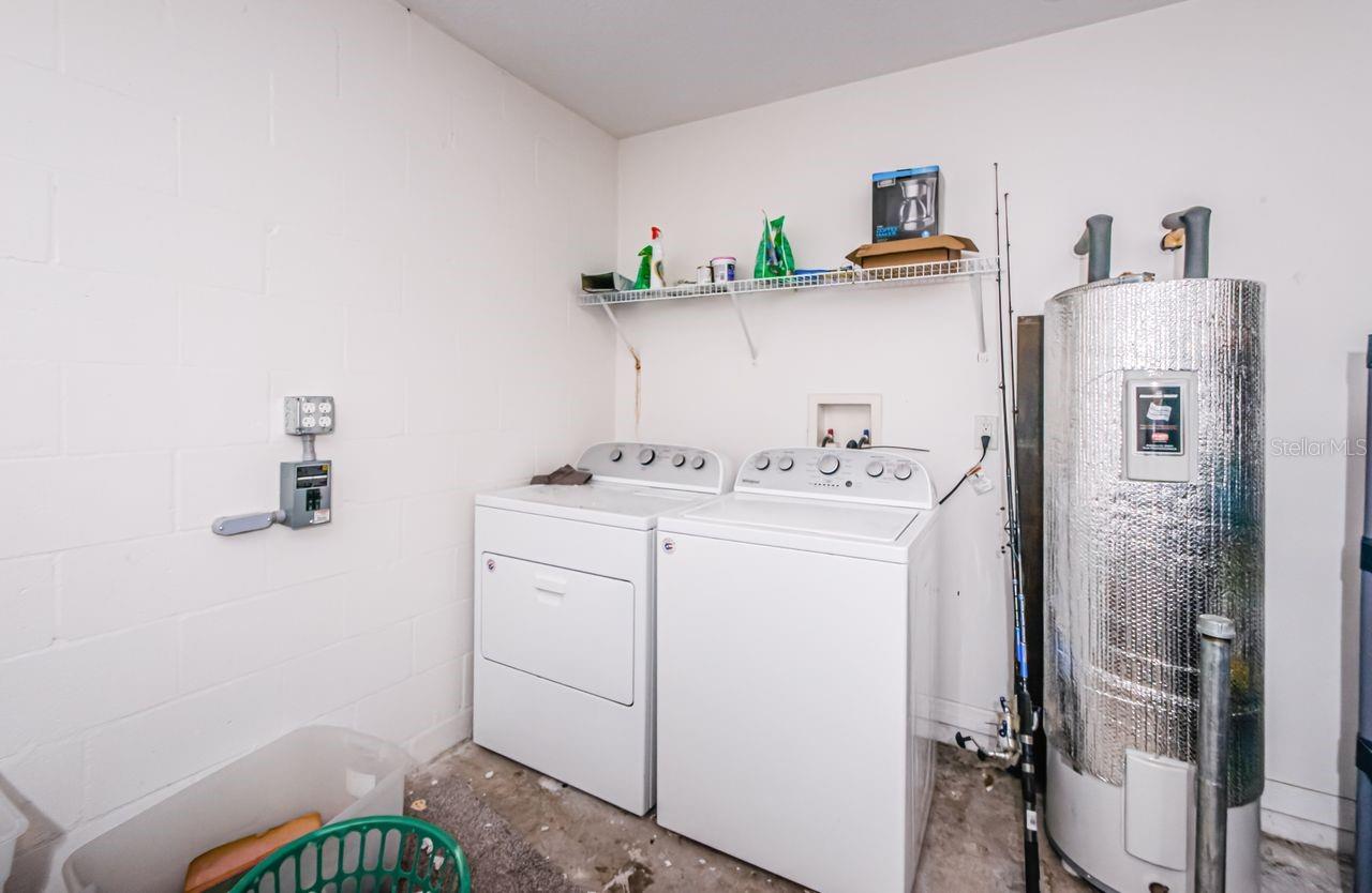 Laundry area in garage