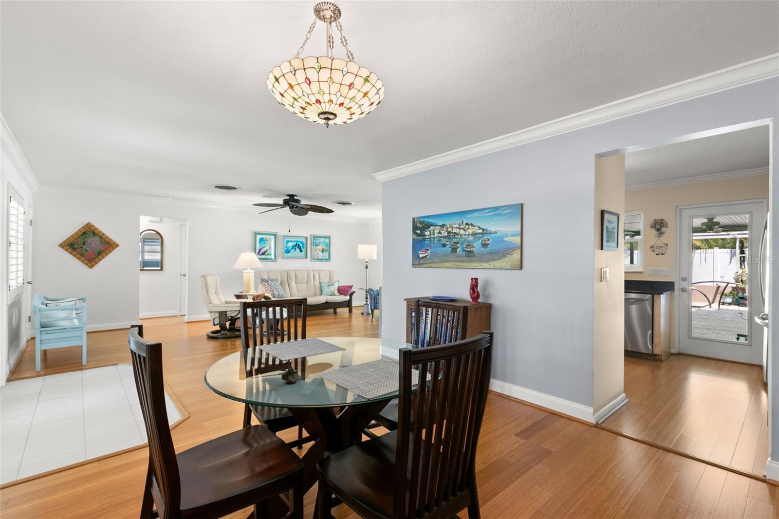 Dining Room through the Kitchen to the Pool