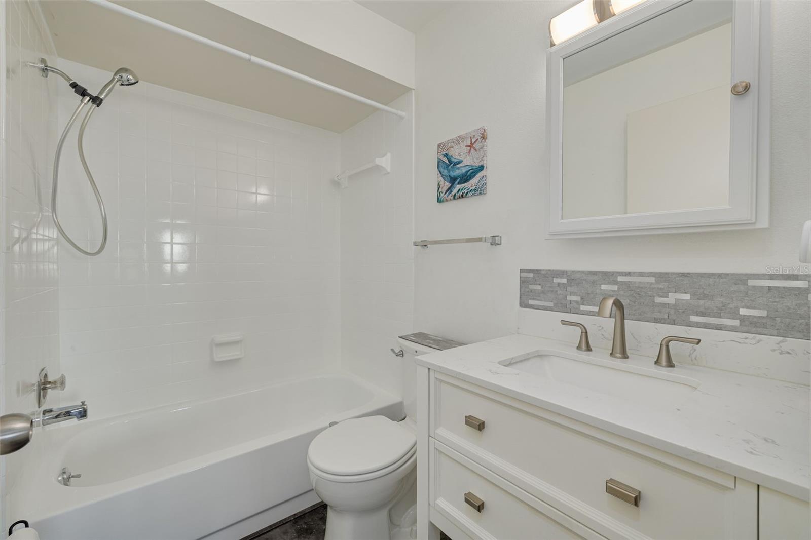 Hall Bathroom with Tub and New Vanity