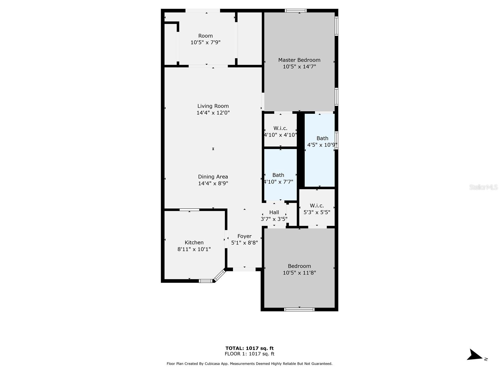 Public Records show 915 Square Feet. Additional Square Footage comes from Florida Room which is Heated & Cooled Space