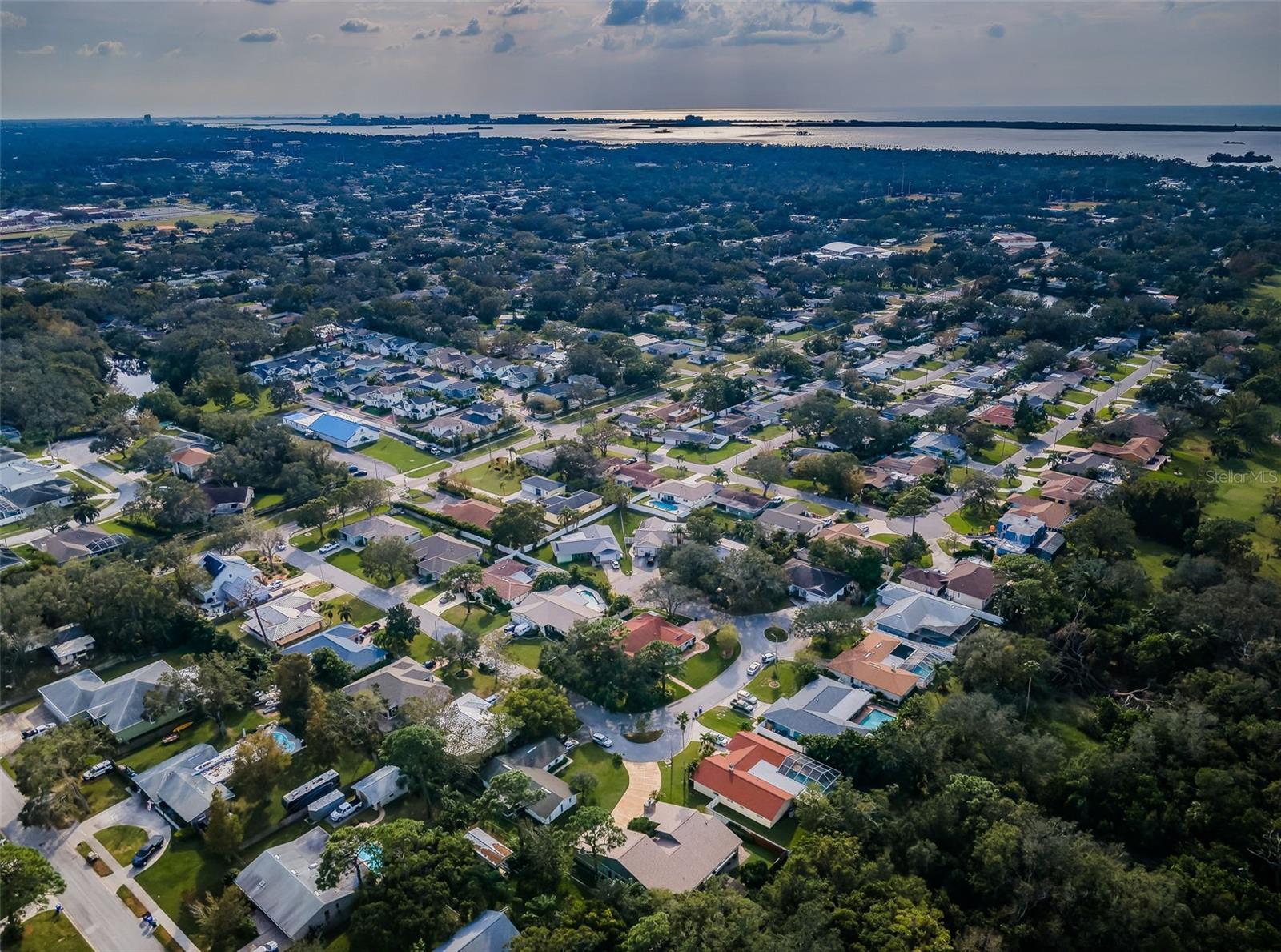 House is at bottom center, downtown Dunedin is top center of photo.