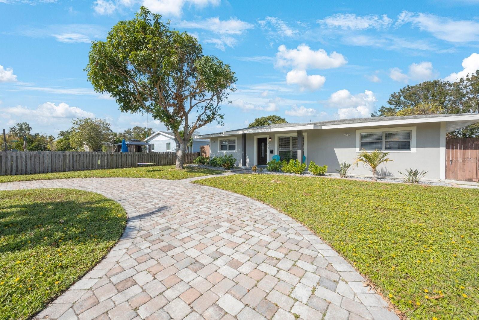 Large Circular Paver Driveway