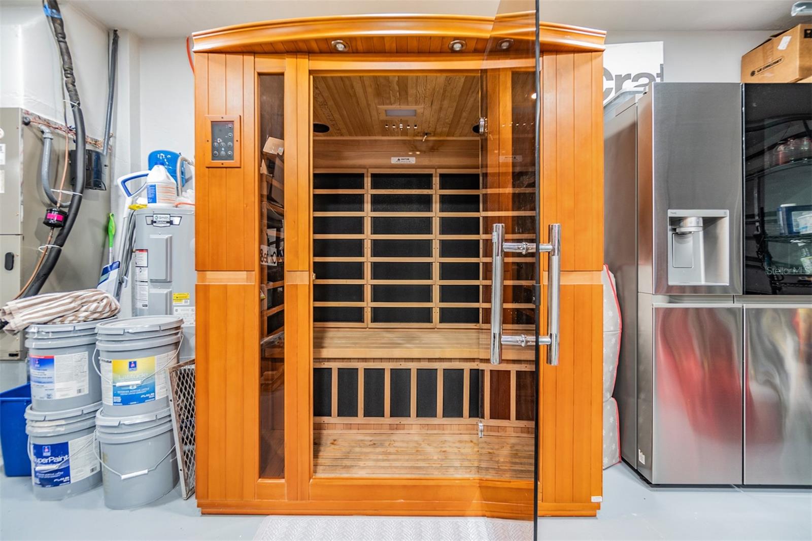 Sauna, located in the garage