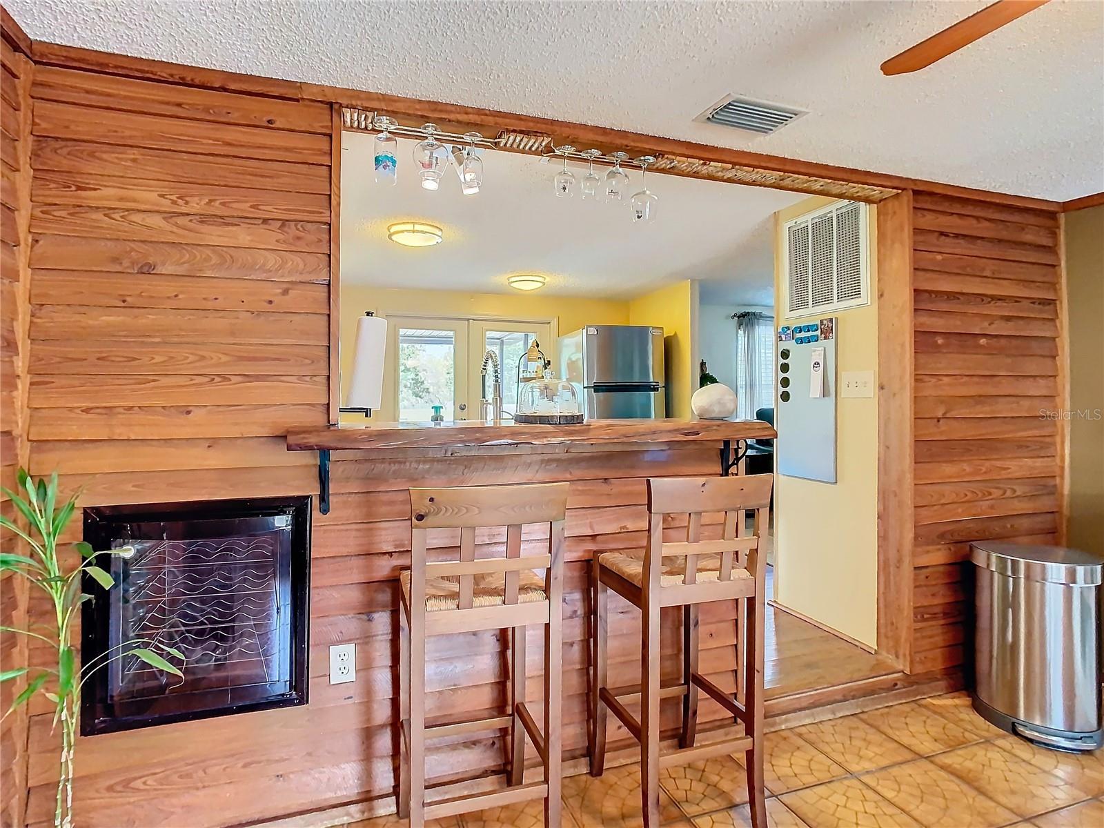 Dining room, wine cooler on left