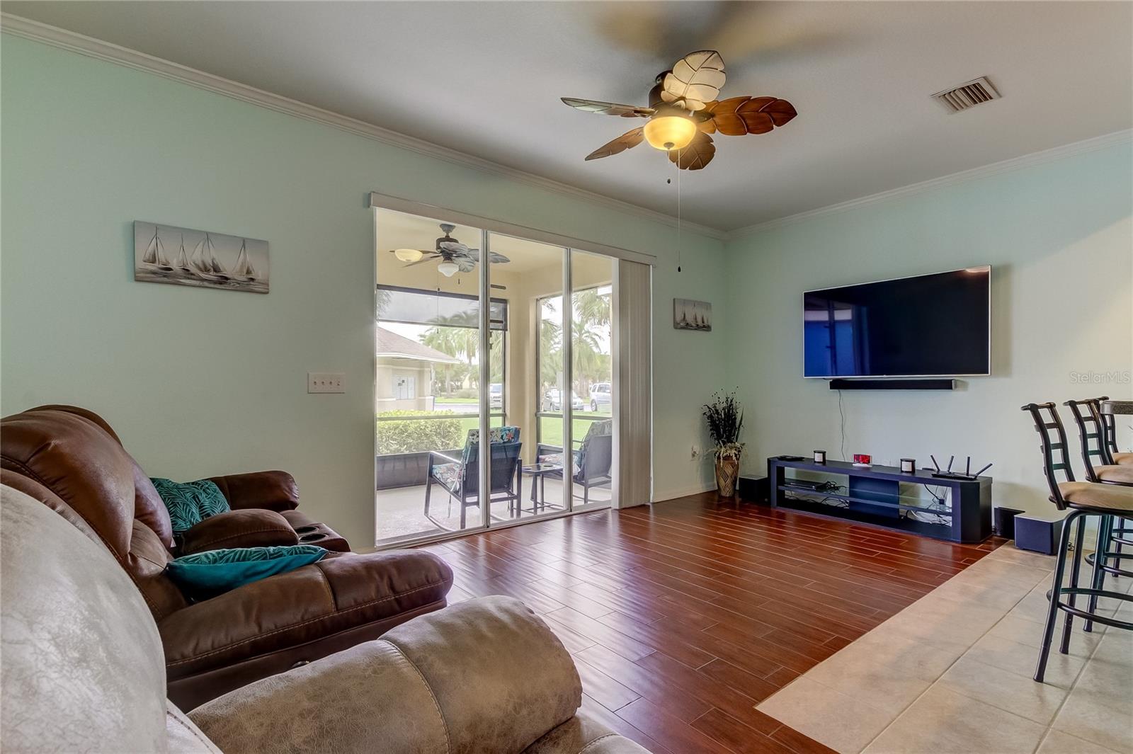 View of family room looking towards screened lanai.