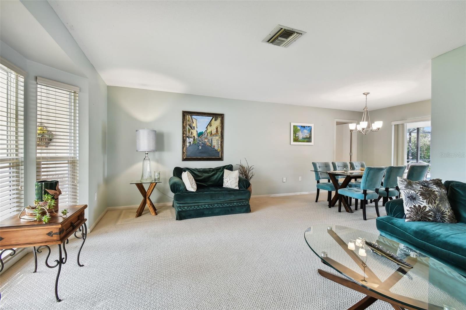 Living room leading into the dining room