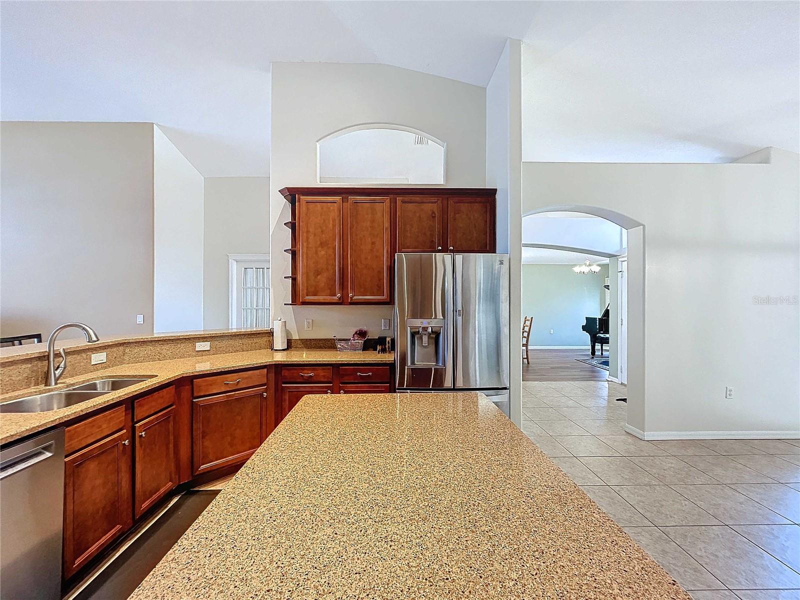 Kitchen featuring island and new paint