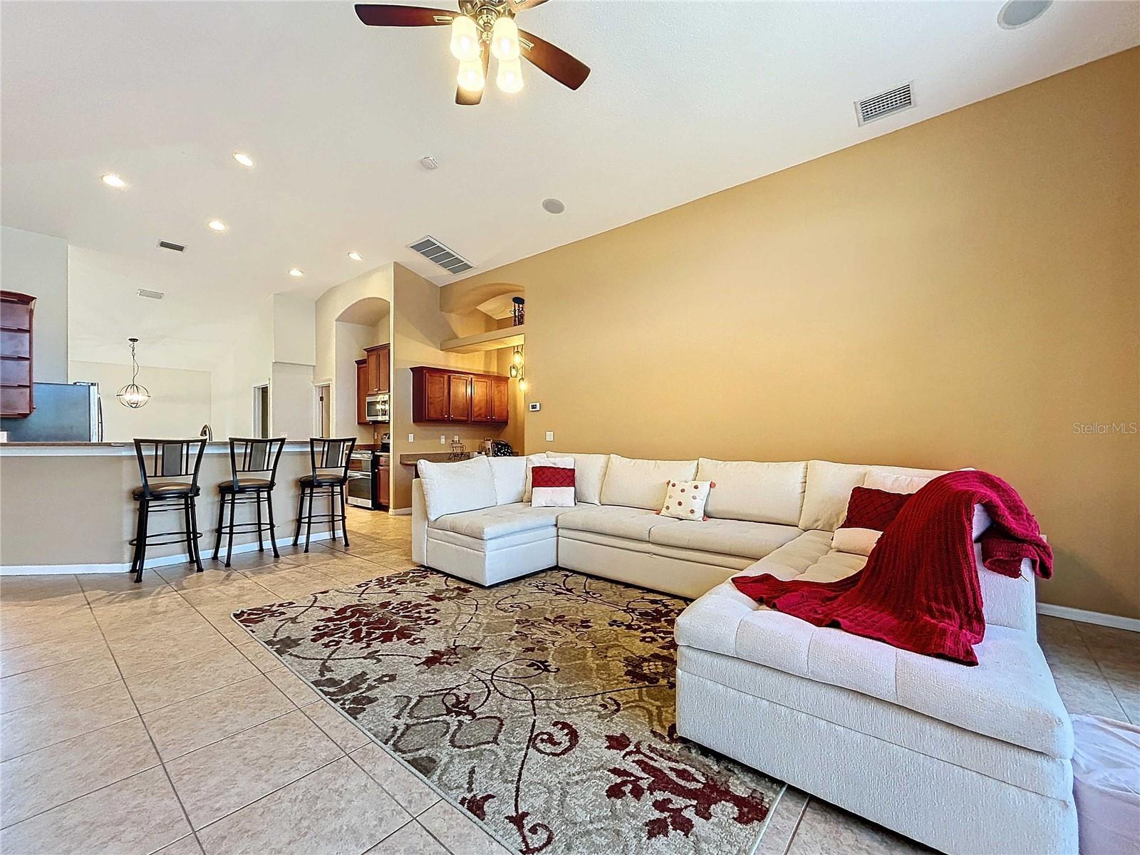 Great room looking towards kitchen