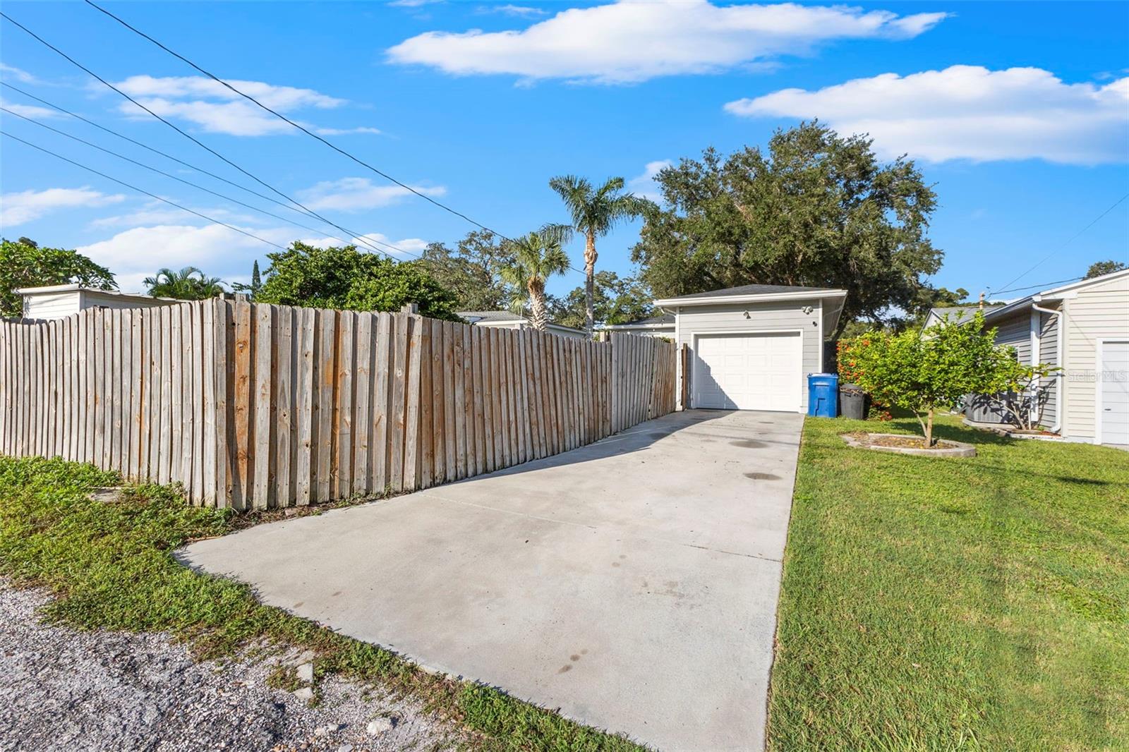 Rear facing garage and driveway