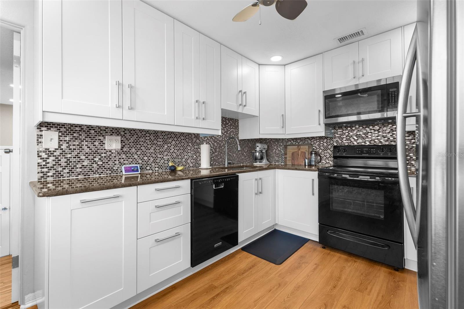 Kitchen with tall cabinets