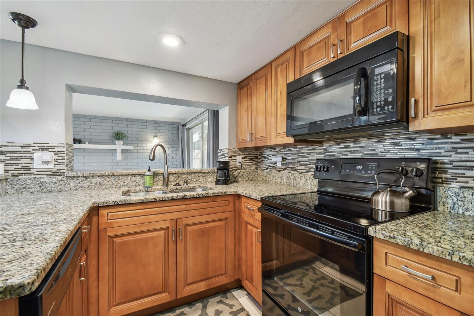 Glass tile backsplash